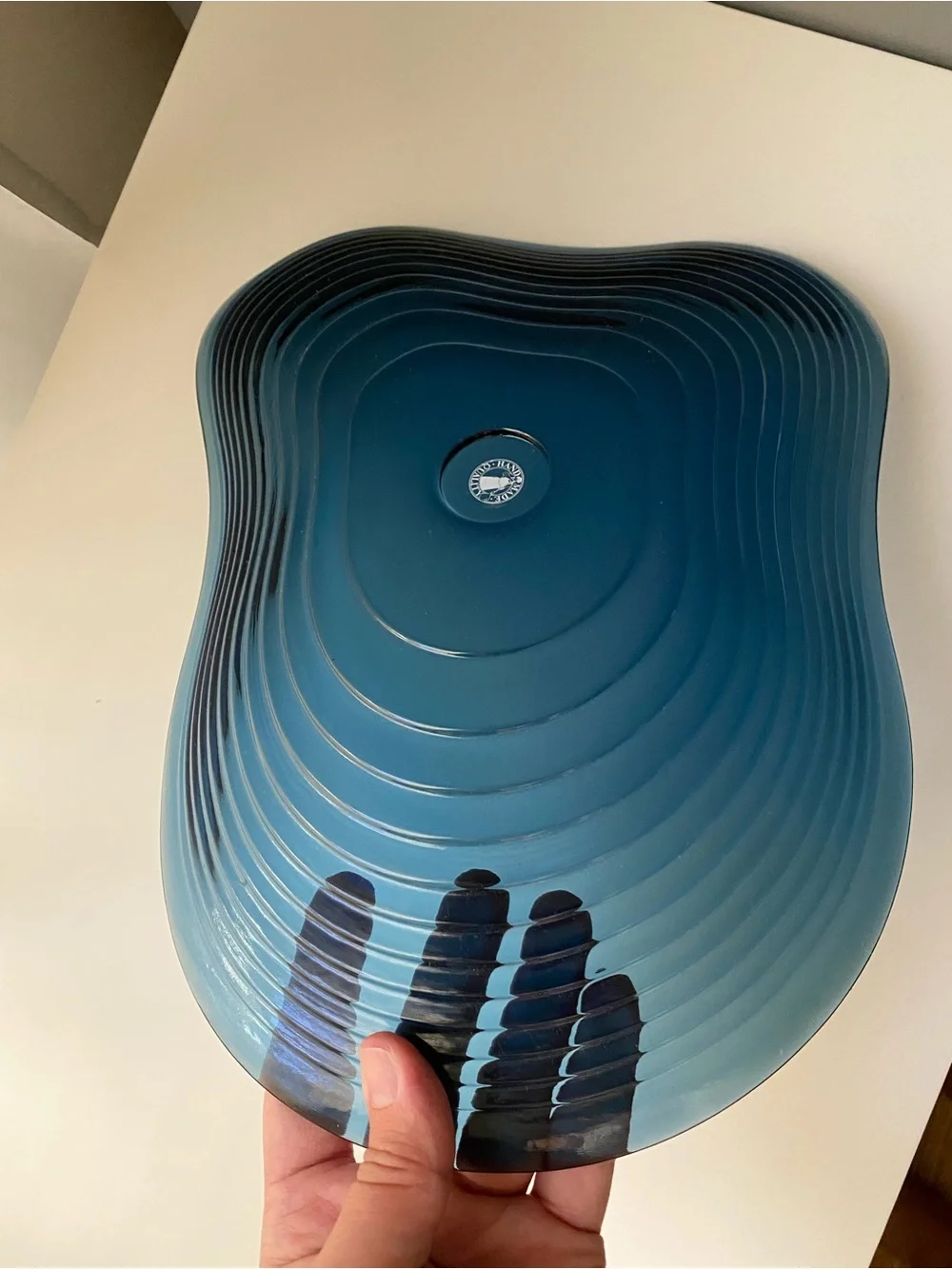 IKEA HÄCKPOPPEL decorative bowl blue 24 cm
